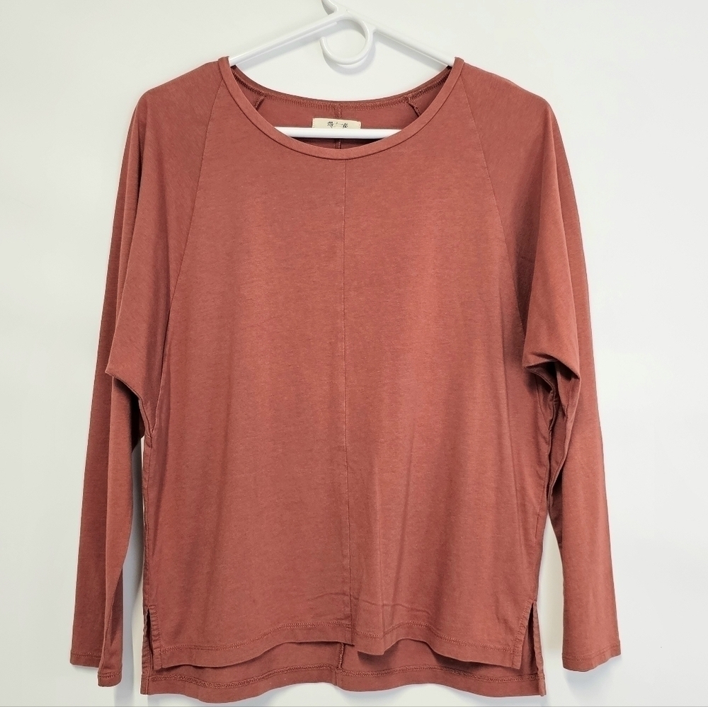 Madewell Small Cognac Rusty Songbook Dolman Longsleeve Comfy Soft Tee Shirt